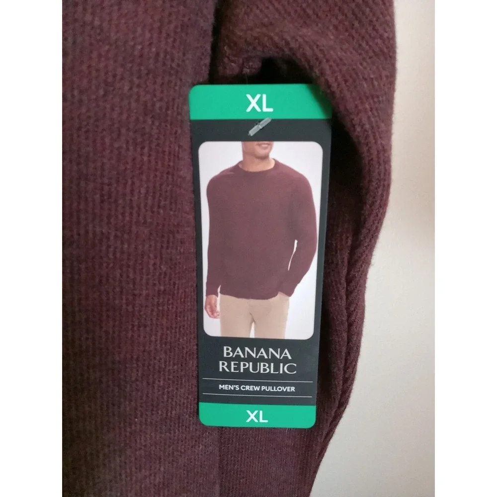 banana republic Men Heather Red Crew Neck Longsleeve Pullover  Sweater Size XL‎